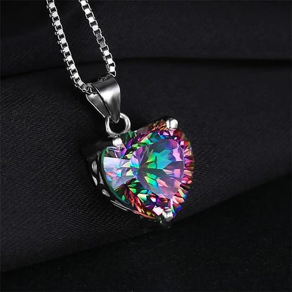 925 Sterling Silver Big Stone Pendant Chain Light Natural Amethyst Necklace for Woman Girl Excellent Jewelry