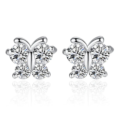 925 Silver Women Hoop Earrings Fashion Pendientes Gift For Female Girl Sparkling Pave CZ U Heart Shape Star Moon