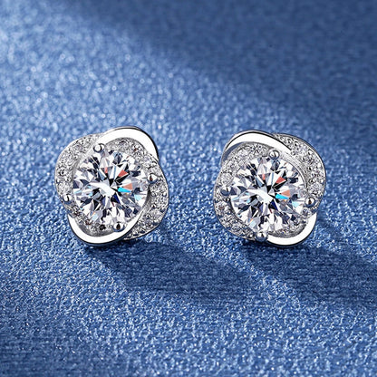 New 925 Sterling Silver Shining Zircon Earrings Women's Circle Round Earrings Fashionable and Elegant Jewelry Birthday Gift