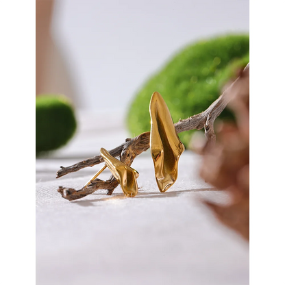 Elysium Stylish Unique Asymmetrical Geometry Metal Stud Earrings Stainless Steel Gold Color Waterproof Jewelry Bijoux