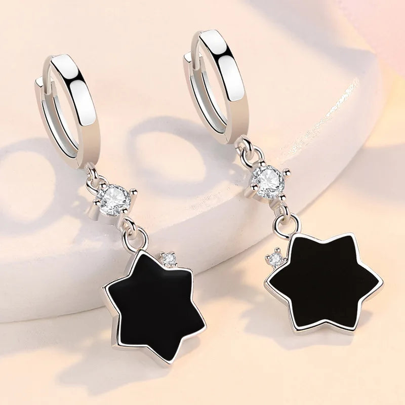 925 Sterling Silver Earrings For Women Original Charm Double Hoop Earrings Pave CZ Fine Engagement Anniversary Jewelry Gift