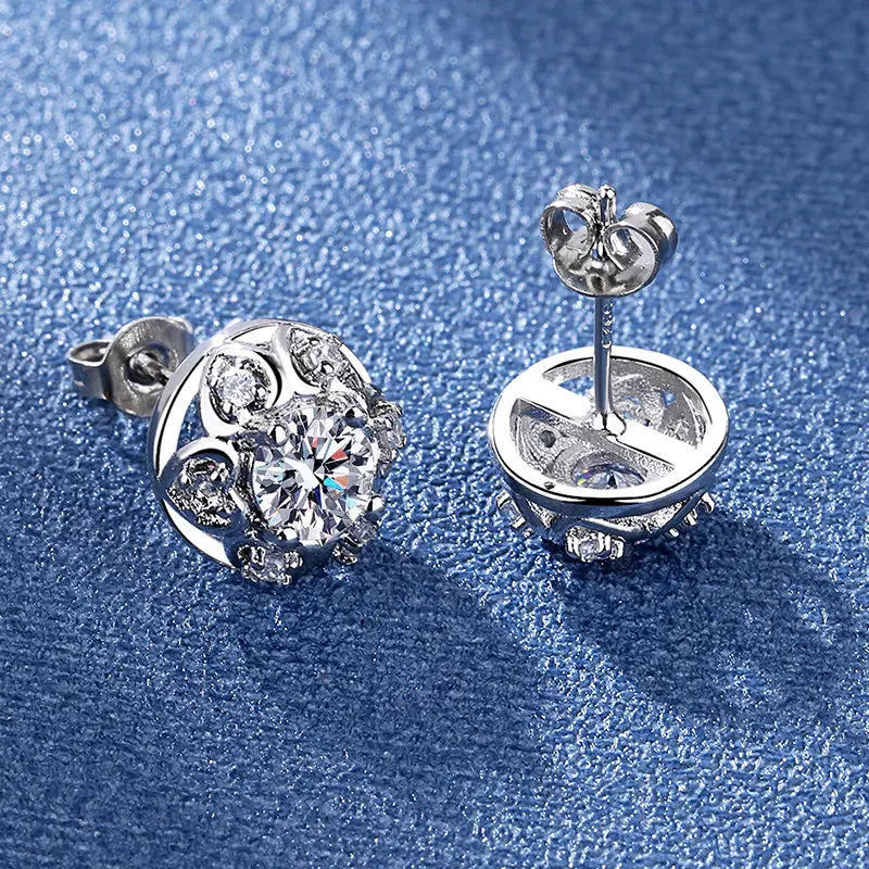 New 925 Silver Women Hoop Earrings Fashion Pendientes Gift For Female Girl Sparkling Pave CZ U Heart Shape Star Moon Earring