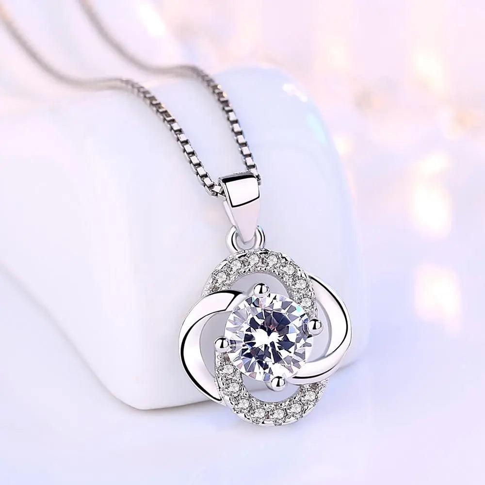 925 Silver Necklace for Women Double Layer Zircon Star Moon Pendant Necklace Delicate Chain Charm Elegant Fashion Jewelry Gifts
