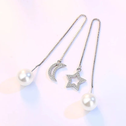 925 Sterling Silver Hoop Earrings Moon Star Dreamcatcher Colored Zircon Fine Earring Jewelry Gift For Women