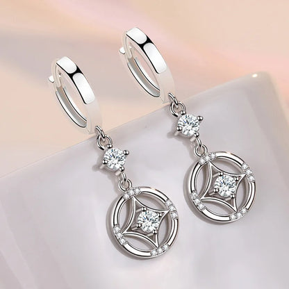 925 Sterling Silver Earrings For Women Original Charm Double Hoop Earrings Pave CZ Fine Engagement Anniversary Jewelry Gift