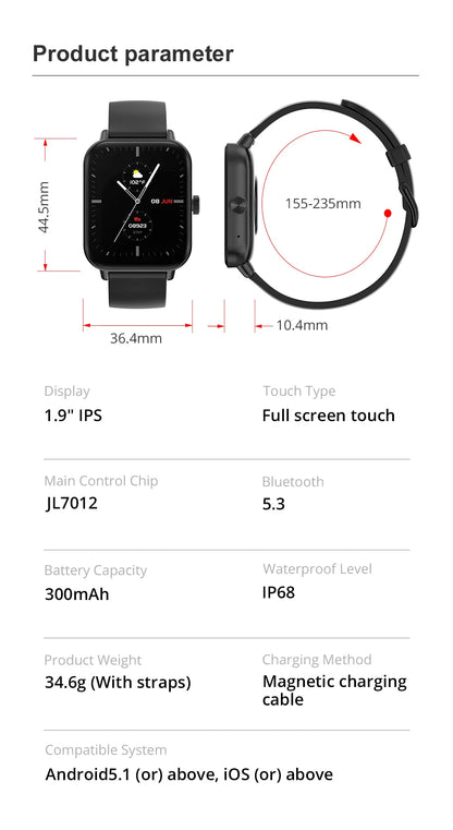 Voice Calling Smart Watch Ultra 1.9 inch Screen 24H Health Monitor 100+ Sports Modes, Bluetooth Smartwatch Men Women