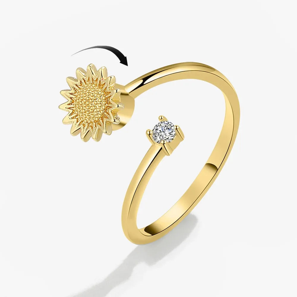 ELYSIUM sunflower fidget ring – rotating relief for daily stress.