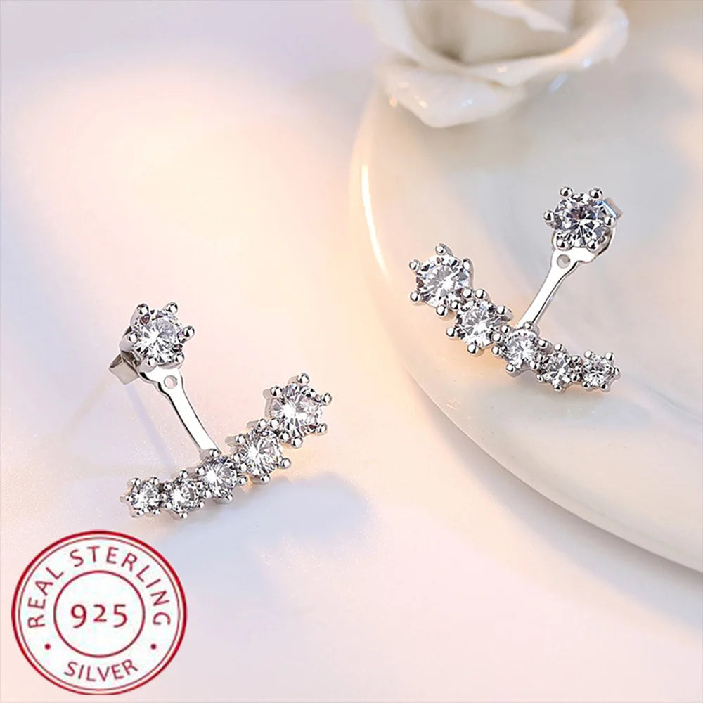 925 Sterling Silver New Woman Fashion Jewelry High Quality Blue Pink White Purple Crystal Zircon Hot Selling Earrings H009