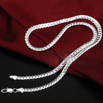 925 Sterling Silver 8/16/18/20/22/24 Inch 6mm Side Chain Necklace Bracelet For Woman Men Fashion Charm Wedding Jewelry