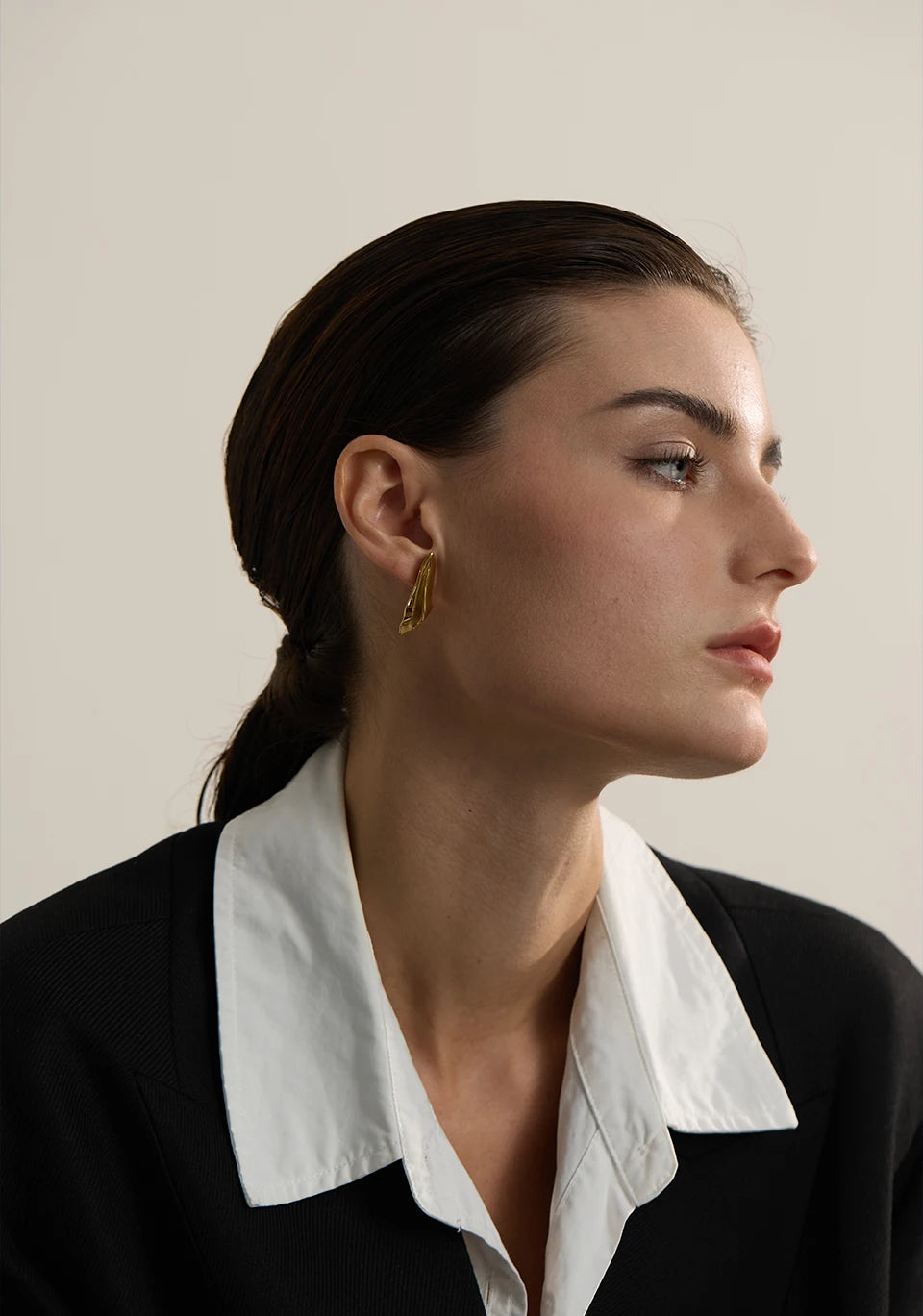 Elysium Stylish Unique Asymmetrical Geometry Metal Stud Earrings Stainless Steel Gold Color Waterproof Jewelry Bijoux