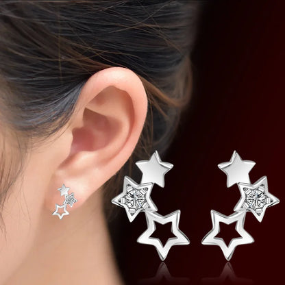 925 Sterling Silver New Woman Fashion Jewelry High Quality Blue Pink White Purple Crystal Zircon Hot Selling Earrings H009