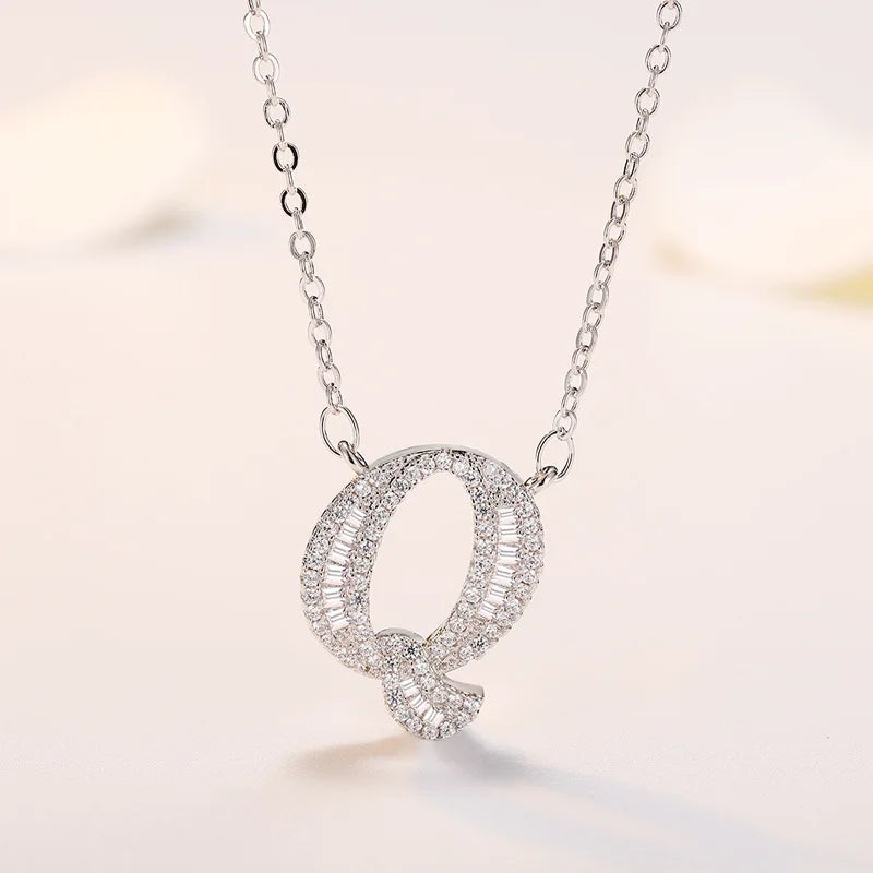 New 925 Sterling Silver 26 letter necklace Personal name handmade jewelry For Women Wedding Charm Fashion