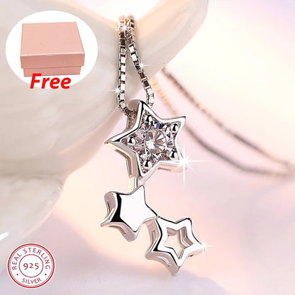 925 Sterling Silver Winter Collection Sparkling Love Necklace Fit DIY Women Fashion Original Jewelry Gift