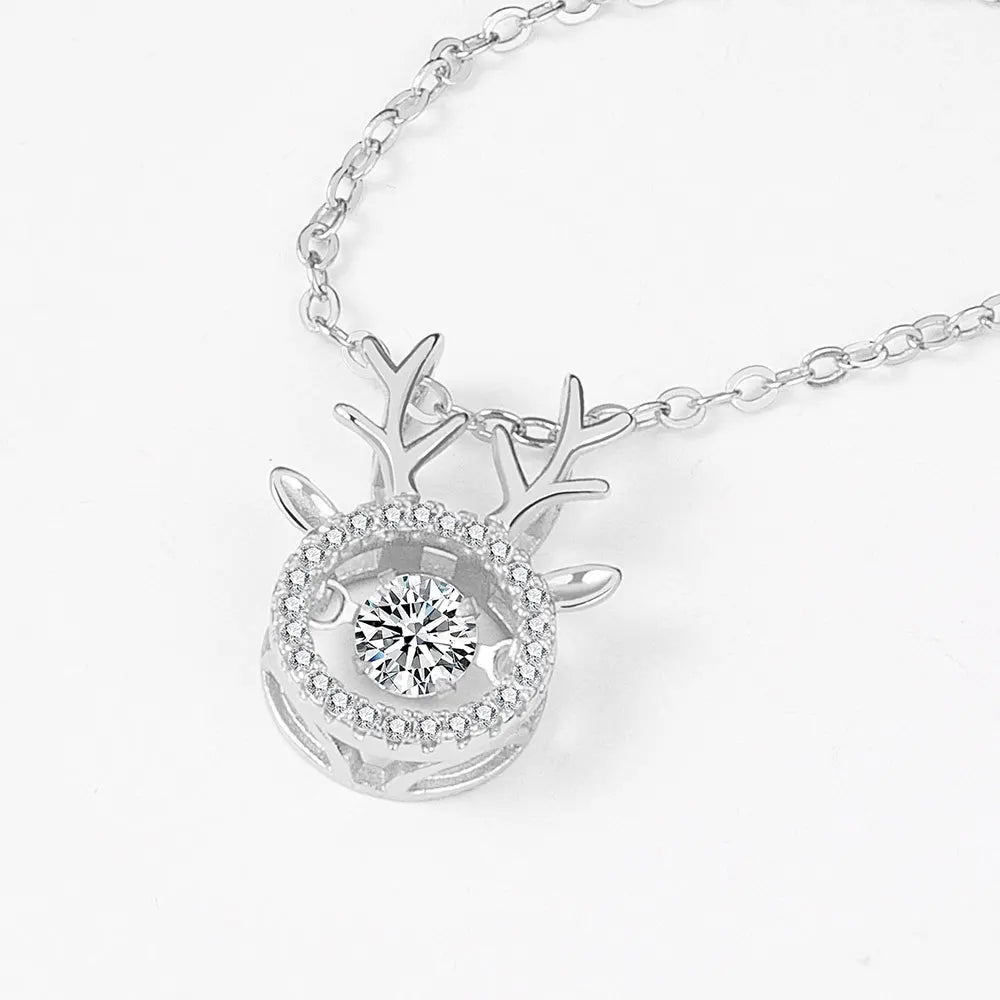 925 Sterling Silver Big Color Stone Pendant Chain Light Crystal Necklace for Women Excellent Jewelry Collarbone Chain 7355