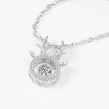 925 Sterling Silver Big Color Stone Pendant Chain Light Crystal Necklace for Women Excellent Jewelry Collarbone Chain 7355