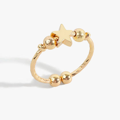 Shining Crystal Sunflower And Bee Fidget Spinner Rings For Women Anti Anxiety Control Anti Stress Rotating Ring Girls Gift