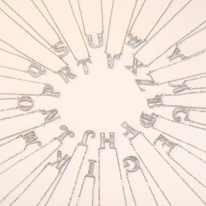 New 925 Sterling Silver 26 letter necklace Personal name handmade jewelry For Women Wedding Charm Fashion