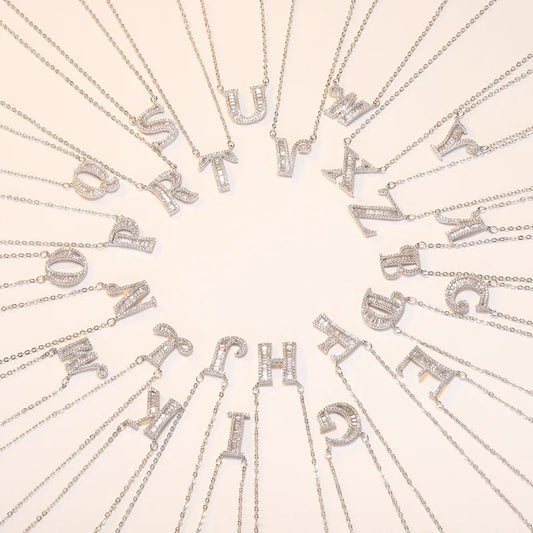 New 925 Sterling Silver 26 letter necklace Personal name handmade jewelry For Women Wedding Charm Fashion