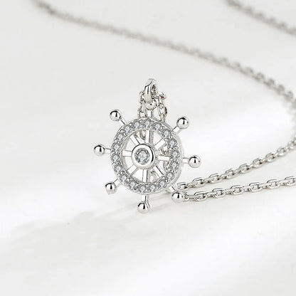 925 Sterling Silver Big Color Stone Pendant Chain Light Crystal Necklace for Women Excellent Jewelry Collarbone Chain 7355