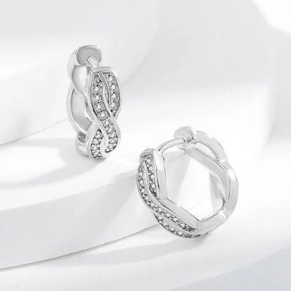 925 Sterling silver needle Earrings Fashion High Quality Jewelry Double Row Crystal Zircon Round Stud H570