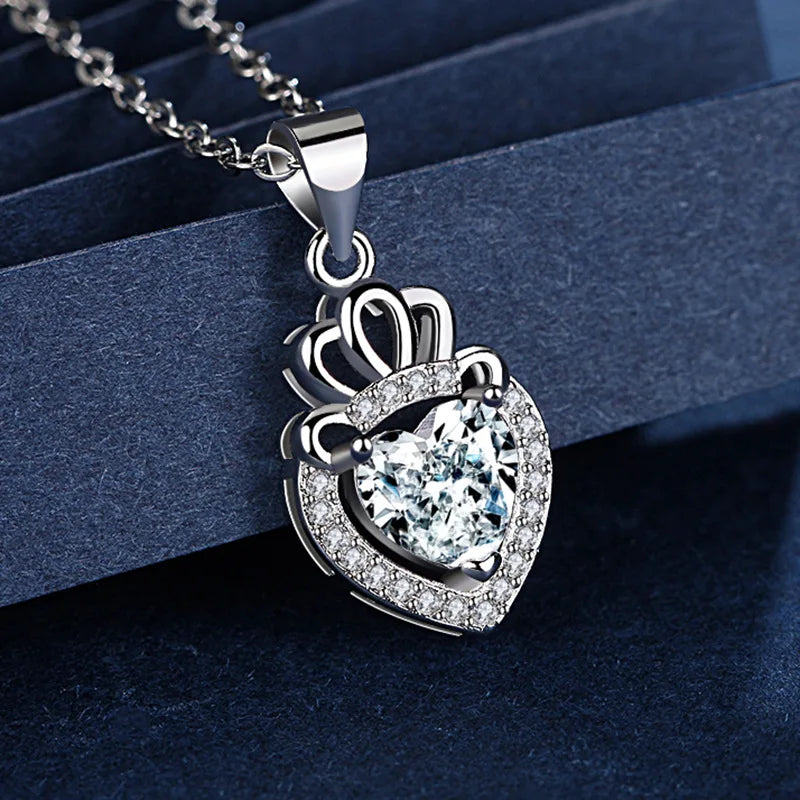 925 Sterling Silver Necklace For Women Round Pendent Sparkling Pave CZ Necklace Fashion Anniversary Birthday Jewelry Gifts