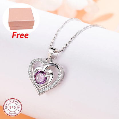 925 Sterling Silver Winter Collection Sparkling Love Necklace Fit DIY Women Fashion Original Jewelry Gift