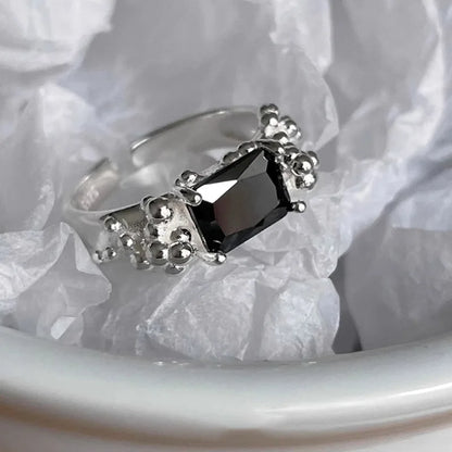 925 Sterling Silver Geometric Multilayer Round Bead Ring Female Fashion Punk Temperament Prevent Allergy Charm Jewelry