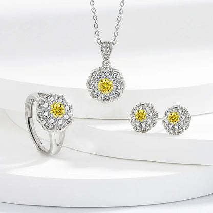 925 Sterling Silver Elegant Jewelry Sets Ring Earrings Necklace For Women Rectangle Geometry Zircon Wedding Accessories