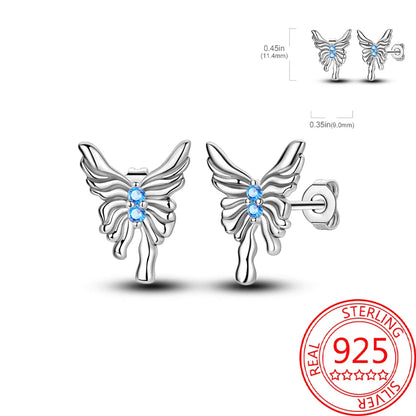 Pink Series 925 Sterling Silver Romantic Flower Butterfly Unicorn Tulip Geometry Earrings Boutique Fine Jewelry Gifts for Women