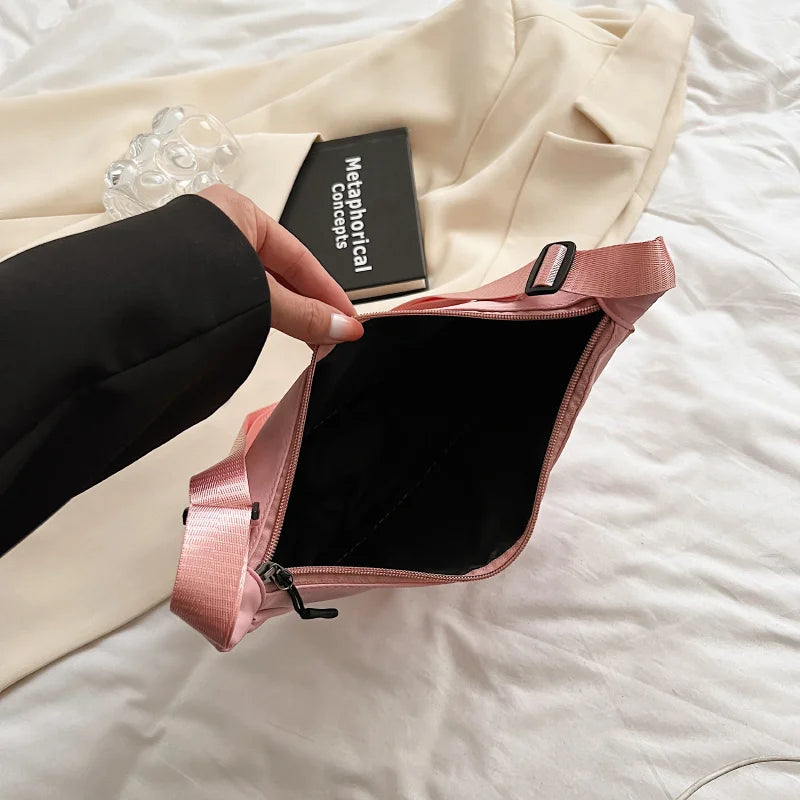 Simple Design Women's Messenger Bag Fashion Ladies Nylon Hobos Small Shoulder Bags Vintage Female Girls Purse Cloth Handbags