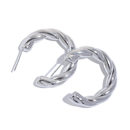 Elysium Stainless Steel C Shape Geometric Twisted Unusual Earrings Gold Silver Color Metal Women Daily Wear Jewelry High Quality