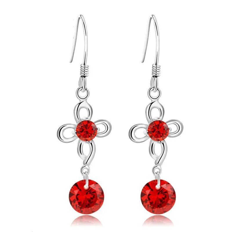 New 925 Sterling Silver Earrings For Women Original Charm Double Hoop Earrings Pave CZ Fine Engagement Anniversary Jewelry Gift