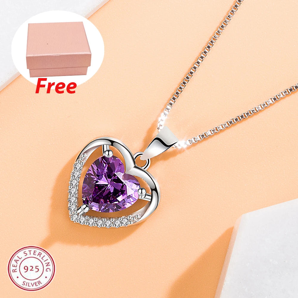 925 Sterling Silver Winter Collection Sparkling Love Necklace Fit DIY Women Fashion Original Jewelry Gift