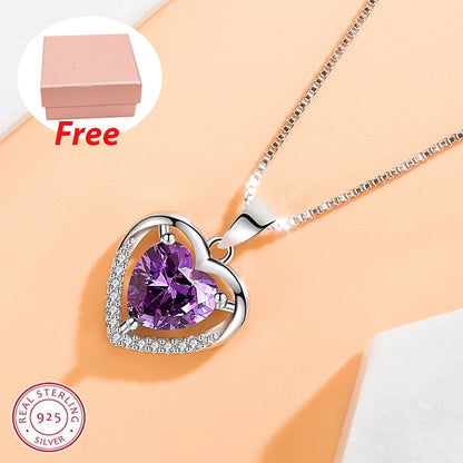 925 Sterling Silver Winter Collection Sparkling Love Necklace Fit DIY Women Fashion Original Jewelry Gift