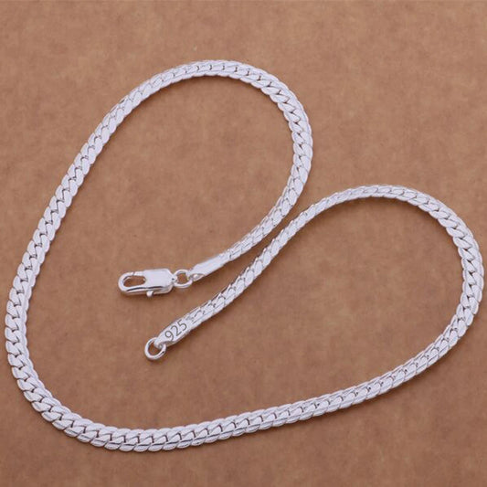 925 Sterling Silver 6mm Side Chain 16/18/20/22/24 Inch Necklace For Woman Men Fashion Wedding Engagement Jewelry Gift