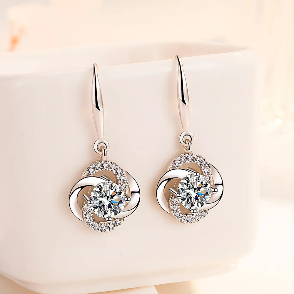 925 Sterling Silver Hoop Earrings Moon Star Dreamcatcher Colored Zircon Fine Earring Jewelry Gift For Women