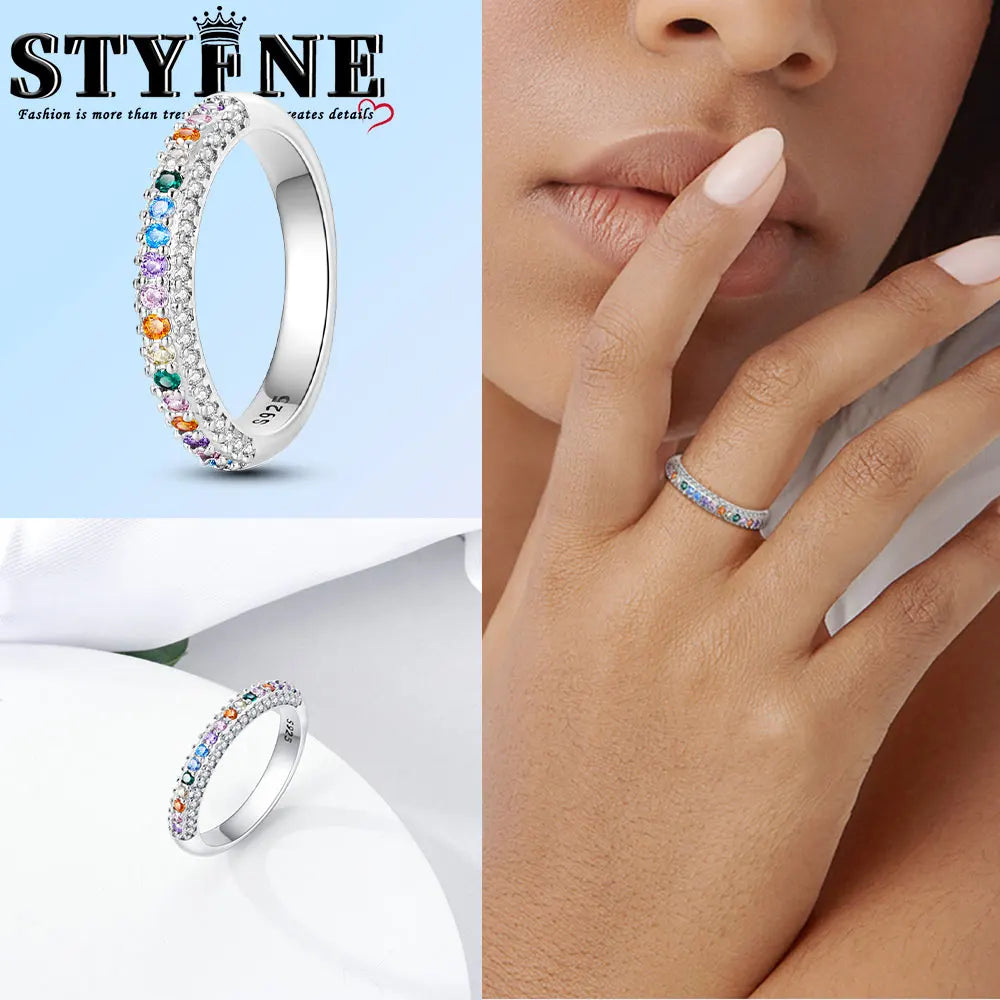 Ring 925 Sterling Silver Heart, Red, Pink, White, Blue Ring for Women Holiday Jewelry Gift