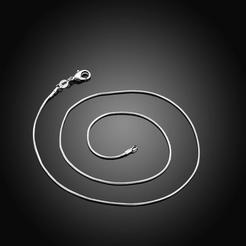 40-75cm 925 Sterling Silver 1MM solid Snake Chain Necklace For Men Women Fashion Jewelry for pendant