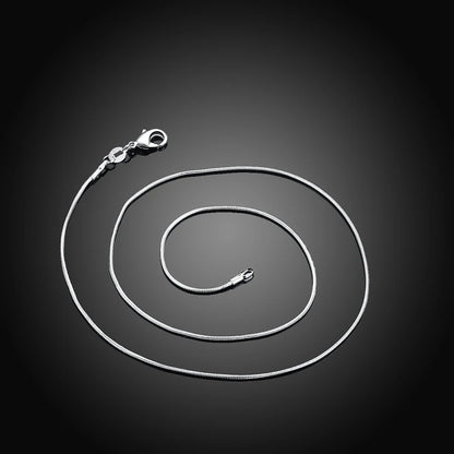 40-75cm 925 Sterling Silver 1MM solid Snake Chain Necklace For Men Women Fashion Jewelry for pendant