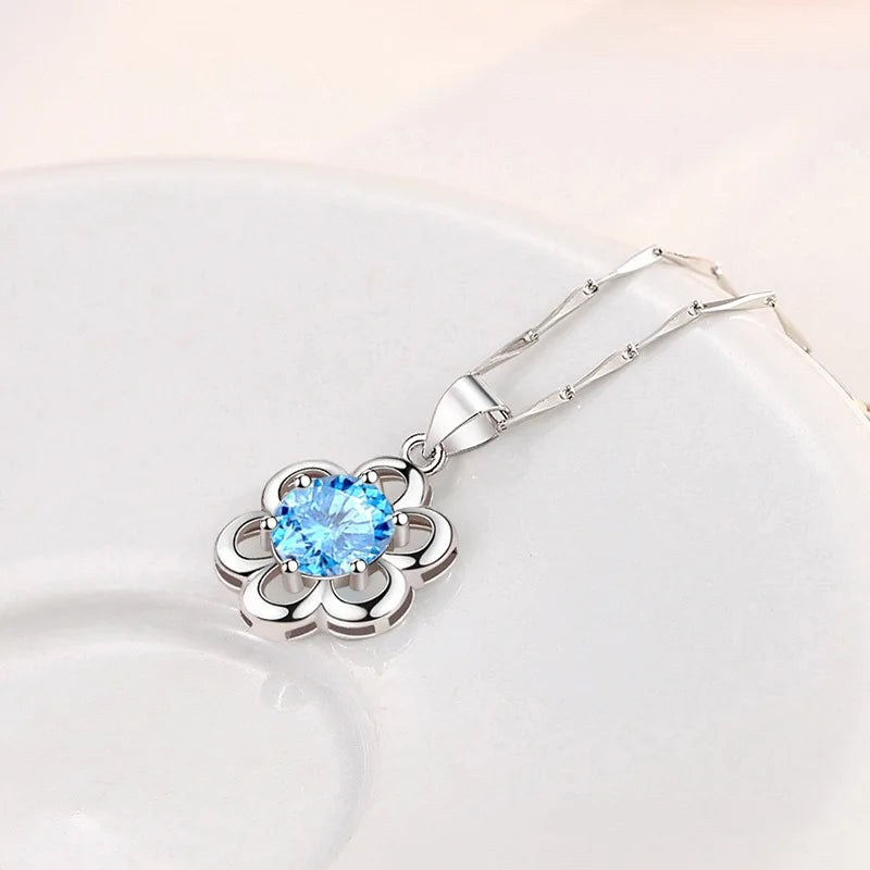 925 Sterling Silver Necklace For Women Round Pendent Sparkling Pave CZ Necklace Fashion Anniversary Birthday Jewelry Gifts