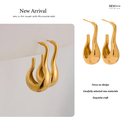 Elysium Statement Metal Geometric Stainless Steel Waterproof Unusual Earrings Personalized 18k Gold Color Fashion Jewelry Women