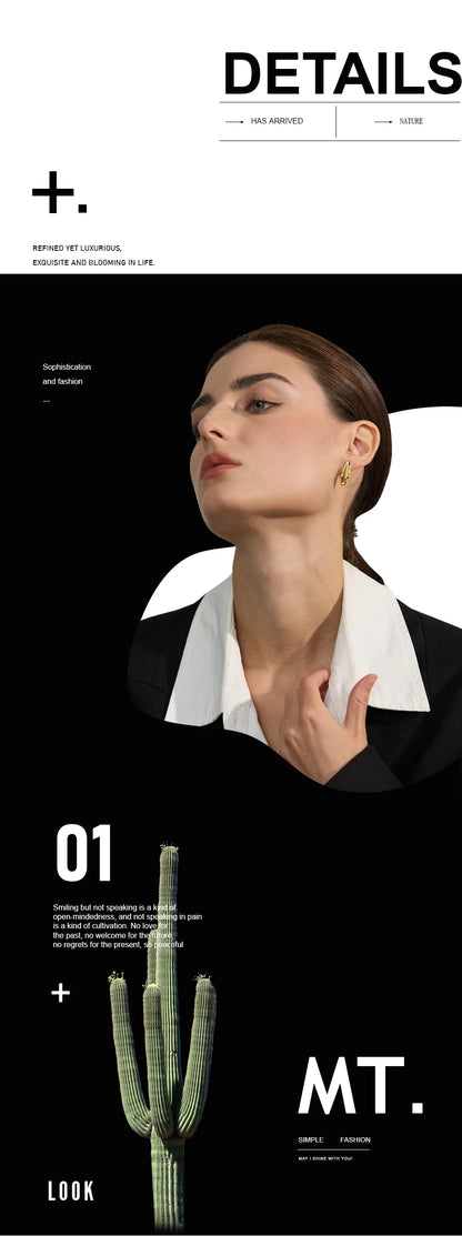 Elysium Stylish Unique Asymmetrical Geometry Metal Stud Earrings Stainless Steel Gold Color Waterproof Jewelry Bijoux