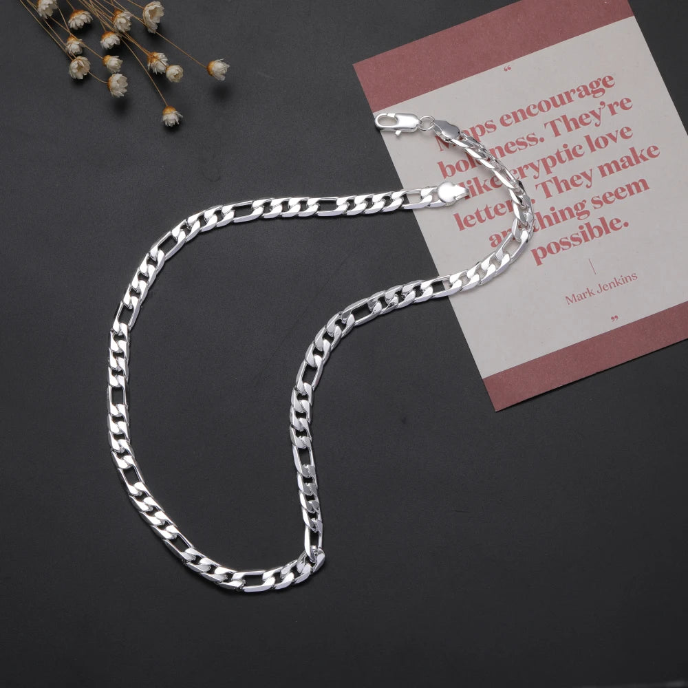 925 Sterling Silver 16--30 Inch Side Chain Necklace For Women Man Fashion Wedding Charm Jewelry