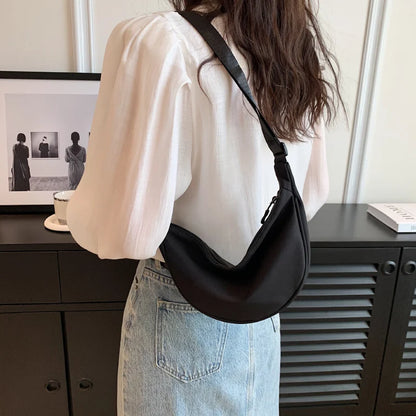 Simple Design Women's Messenger Bag Fashion Ladies Nylon Hobos Small Shoulder Bags Vintage Female Girls Purse Cloth Handbags