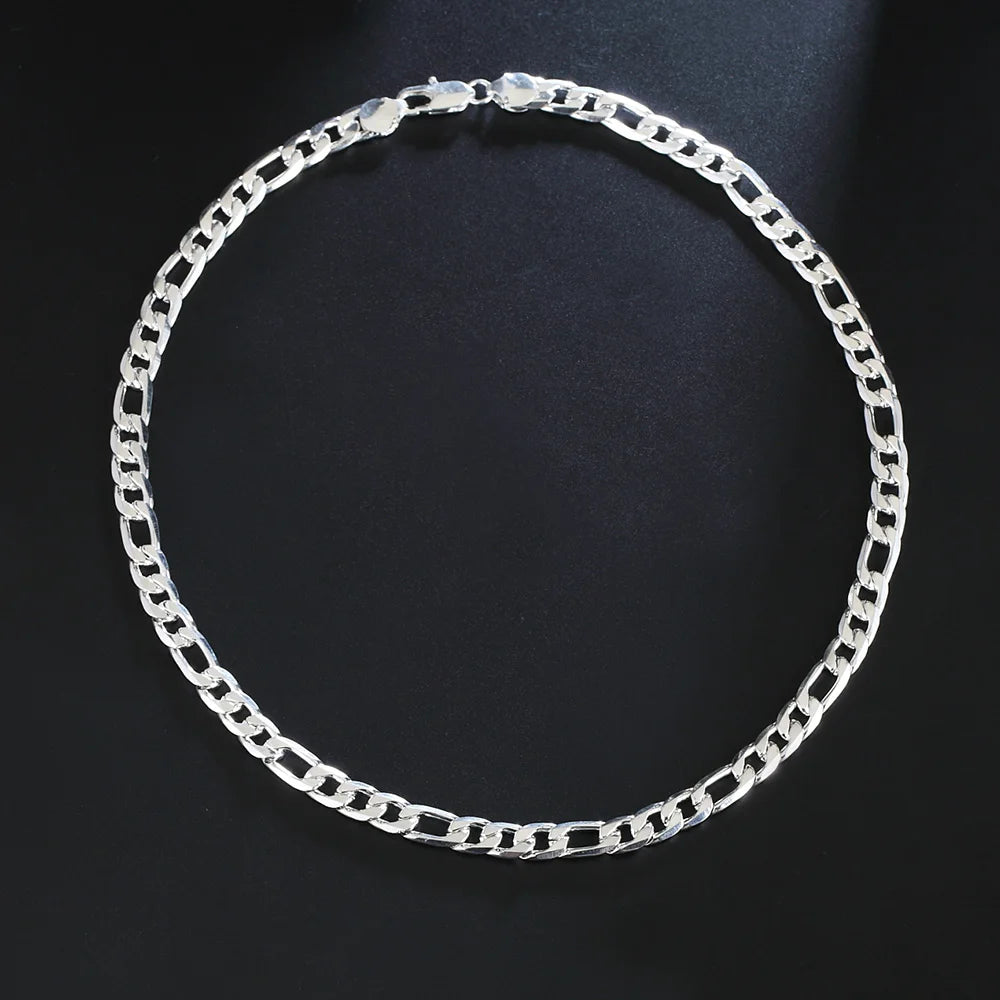 925 Sterling Silver 16--30 Inch Side Chain Necklace For Women Man Fashion Wedding Charm Jewelry