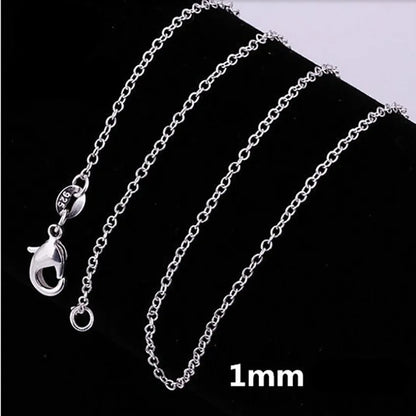 wholesale 925 Sterling Silver Chain necklace,Fashion Men/Women DIY Jewelry Rolo Chain 1mm Necklace 16 18 20 22 24"