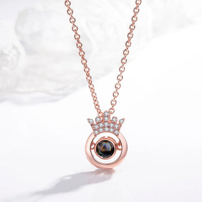 925 Sterling Silver Big Color Stone Pendant Chain Light Crystal Necklace for Women Excellent Jewelry Collarbone Chain 7355