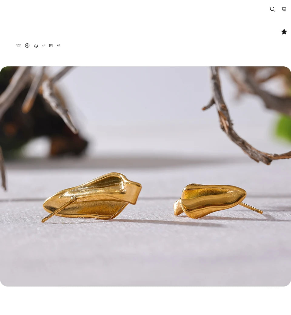 Elysium Stylish Unique Asymmetrical Geometry Metal Stud Earrings Stainless Steel Gold Color Waterproof Jewelry Bijoux