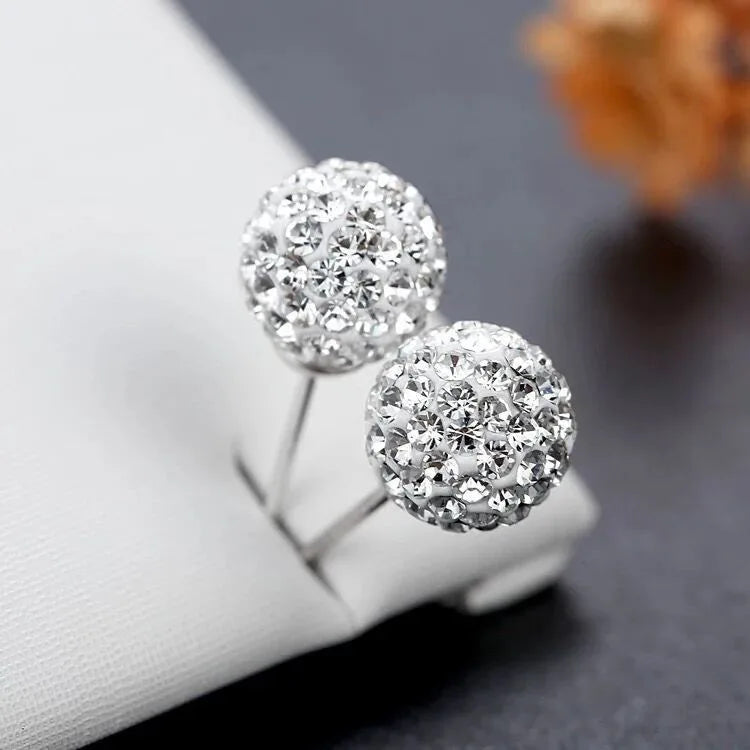 925 Sterling Silver Jewelry Women Fashion Cute Tiny Clear Crystal CZ Stud Earrings Gift for Girls Teens Lady R003