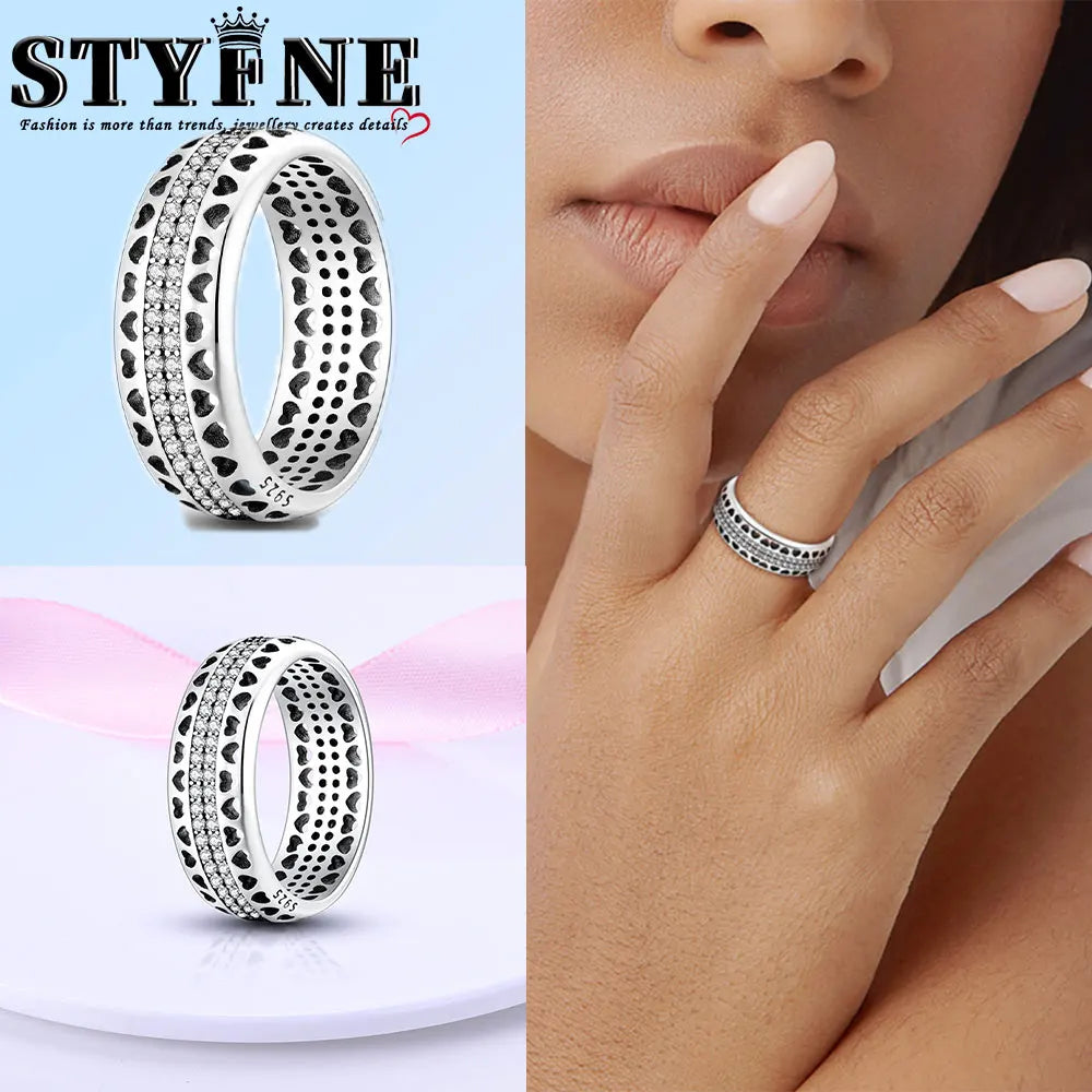 Ring 925 Sterling Silver Heart, Red, Pink, White, Blue Ring for Women Holiday Jewelry Gift